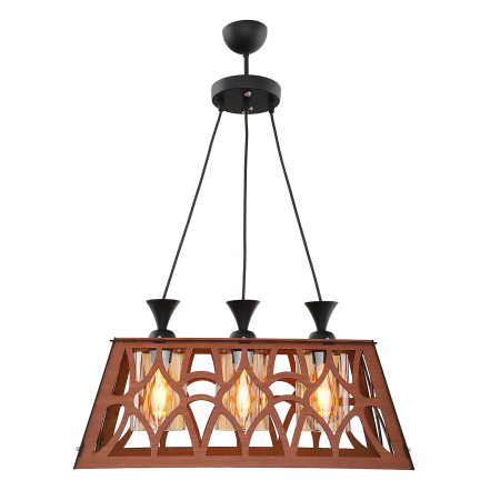 Lustra/pendul dulie - Pendul decorativ Aron cu finisaj nuc si 3 dulii E27 pentru iluminat interior