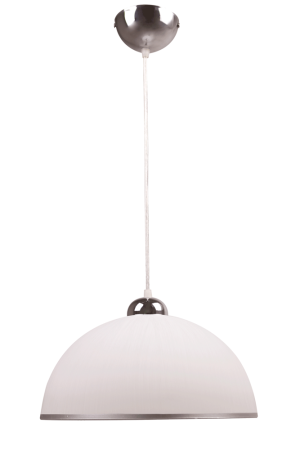 Corpuri iluminat interior - Pendul decorativ crom si alb cu dulie E27, metal si sticla