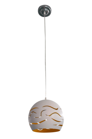 Pendul decorativ Fusion alb cu interior portocaliu, metal, o dulie E27, pentru iluminat interior [0]