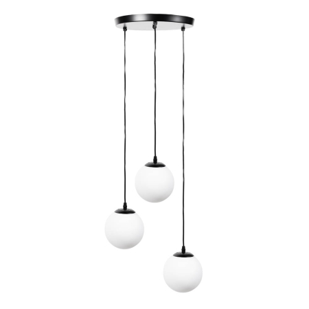 Lustra/pendul dulie - Pendul decorativ negru pentru interior cu 3 dulii E27 si elemente din metal si sticla