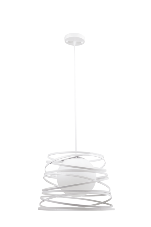 Surse de iluminat - Pendul decorativ alb cu crom, metal si sticla, cu o dulie E27