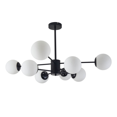 Lustra/pendul dulie - Pendul decorativ Lace negru cu opt globuri din sticla alba si dulii E27