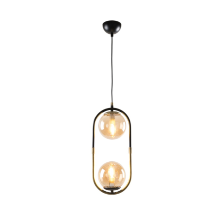 Surse de iluminat - Pendul decorativ Monet cu doua dulii E27 si finisaj negru antic