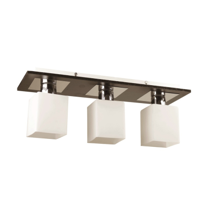 Surse de iluminat - Plafoniera decorativa Andra wenge si crom cu 3 dulii E27 si abajururi din sticla alba