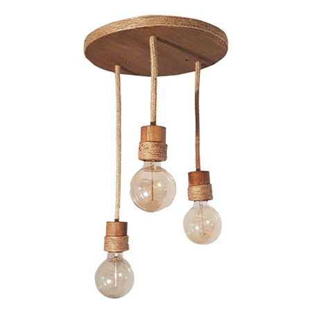 Corpuri iluminat interior - Plafoniera decorativa pentru tavan cu trei dulii E27 si finisaj lemn antic