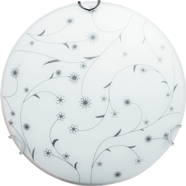 Surse de iluminat - Plafoniera decorativa Flower alb cu model negru din sticla si metal cu dulie E27