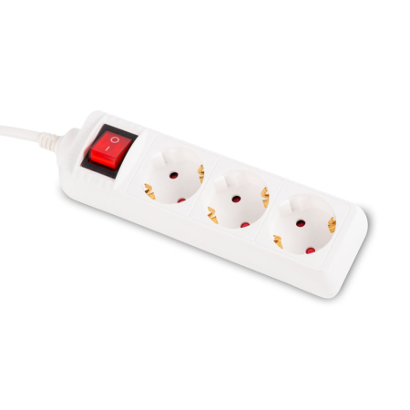 Accesorii - Prelungitor alb cu cablu de 3 m 3 prize Schuko si intrerupator iluminat
