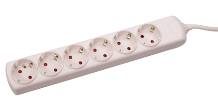 Accesorii - Prelungitor alb cu 6 prize cu contact de protectie si cablu de 5 m