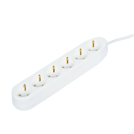 Accesorii - Prelungitor ceramic alb cu 6 prize, contact de protectie si cablu de 10 m