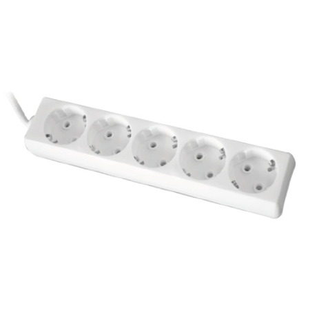 Prelungitoare si grupuri de prize - Prelungitor ceramic alb cu 5 prize si contact de protectie cablu 2 m