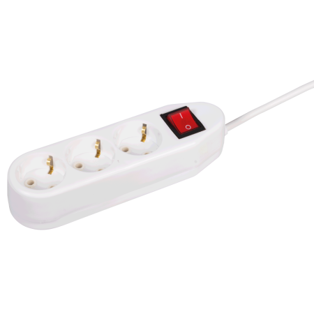 Prelungitor ceramic alb cu 3 prize cu impamantare cablu 3 m si intrerupator [0]