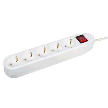 Accesorii - Prelungitor ceramic alb cu 5 prize cu impamantare, cablu de 3 m si intrerupator