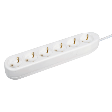 Accesorii - Prelungitor ceramic alb cu 6 prize cu impamantare si cablu de 3 m