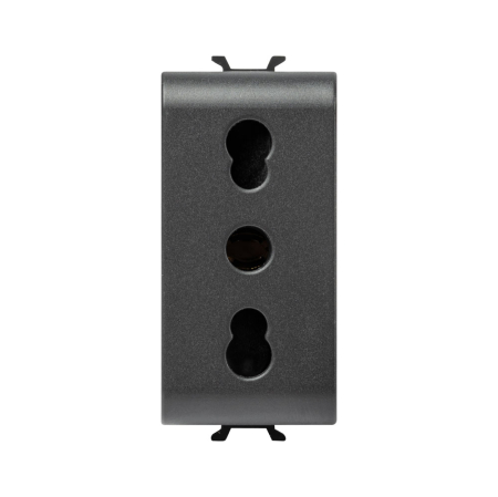 Aparataj - Priza modulara standard italian 1 modul 2P E 16A P11 P17 negru satinat
