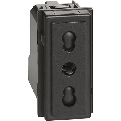 Aparataj - Priza incastrata standard italian 2P+T 10 16A cu 1 modul si finisaj negru