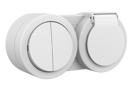Aparataj - Priza Schuko cu capac si comutator aplicat alba cu protectie IP54