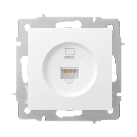 Aparataj - Priza de date alba cu un port RJ45 Cat6e pentru montaj incastrat