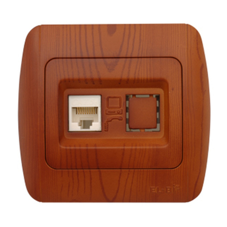 Priza de date cu un port RJ45 Cat6e finisaj cires pentru montaj incastrat [1]