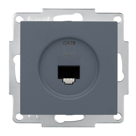 Aparataj - Priza de date cu un port RJ45 Cat6e in finisaj gri grafit pentru montaj incastrat