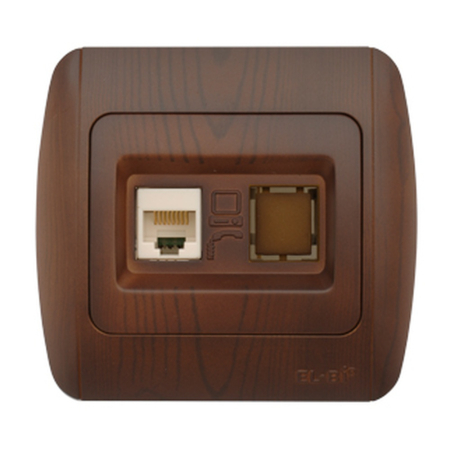 Aparataj - Priza de date UTP 1xRJ45 Cat6e cu finisaj nuc inchis pentru montaj incastrat