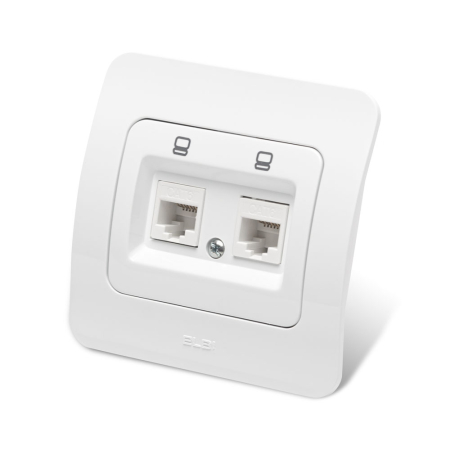 Priza date dubla Elbi Jazz alba cu 2 porturi RJ45 Cat6e UTP pentru montaj incastrat [1]