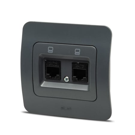 Aparataj - Priza date dubla 2xRJ45 Cat6e UTP antracit pentru montaj incastrat