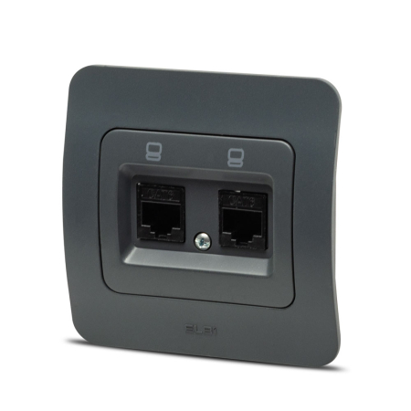 Priza date dubla 2xRJ45 Cat6e UTP antracit pentru montaj incastrat [0]