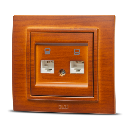 Functii speciale - Priza de date dubla cu doua porturi RJ45 Cat6e UTP finisaj cires pentru montaj incastrat
