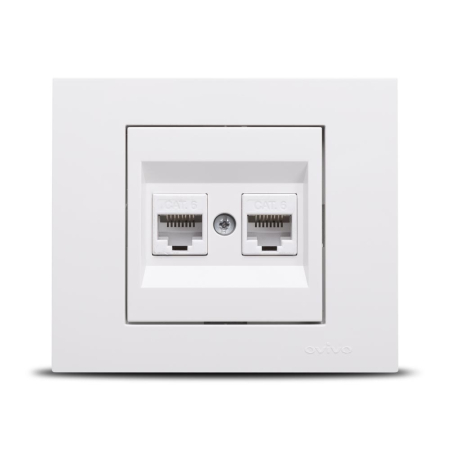 Priza de date dubla RJ45 Cat6 alba pentru montaj incastrat [0]