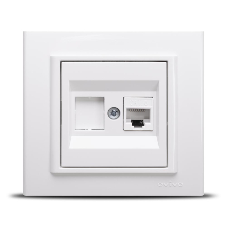 Priza de date RJ45 Cat6 alba pentru montaj incastrat [0]