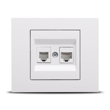 Priza incastrata alba cu conexiune RJ45 Cat6 si telefonie [0]