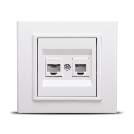 Priza alba incastrata pentru date RJ45 si telefonie din gama Mina [2]