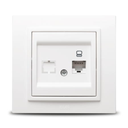 Aparataj - Priza date UTP 1xRJ45 Cat6e alba pentru montaj incastrat