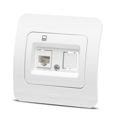 Priza - Priza de date UTP 1xRJ45 Cat6e alba din gama Elbi Jazz, pentru montaj incastrat