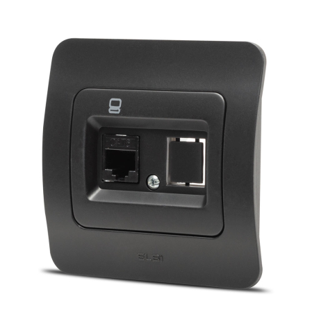 Functii speciale - Priza date UTP cu un port RJ45 Cat6e negru mat pentru montaj incastrat