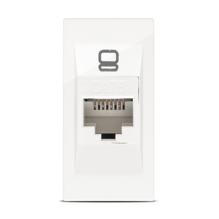 Aparataj - Priza date UTP Cat 6e cu conector RJ45 format 1M alb pentru montaj ingropat