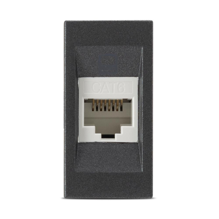 Aparataj - Priza de date UTP Cat.6e RJ45 1M antracit pentru montaj incastrat