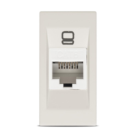 Aparataj - Priza de date UTP Cat6e cu conector RJ45 1 modul bej mat pentru montaj incastrat