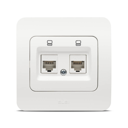 Functii speciale - Priza dubla de date 2xRJ45 Cat6e alb mat pentru montaj incastrat