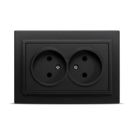 Priza dubla fara impamantare ELBI Zena 16A negru mat pentru montaj sub tencuiala [1]