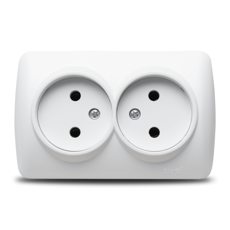 Modular - Priza dubla alba fara impamantare pentru montaj aparent