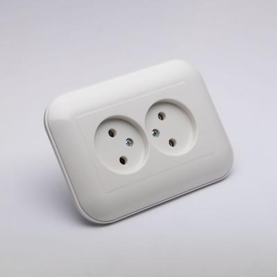 Priza dubla fara impamantare Ovivo Loft alba 16A IP20, cod 404-010301-908 [1]