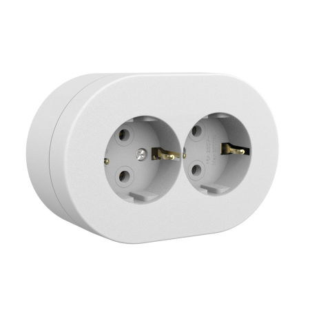 Priza dubla Schuko aparenta alba cu impamantare 16A IP54 [1]