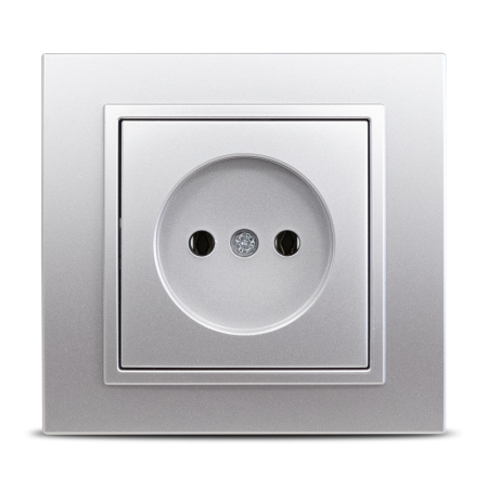 Priza simpla fara contact de protectie 16A gri metalizat pentru montaj incastrat [0]