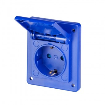 Trasee electrice - Priza fixa Schuko incastrata 2P+E 16A 250V IP54 cu flansa 70 x 87 mm