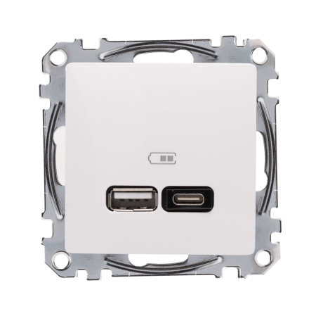 Priza de incarcare USB A C alba pentru montaj incastrat [0]
