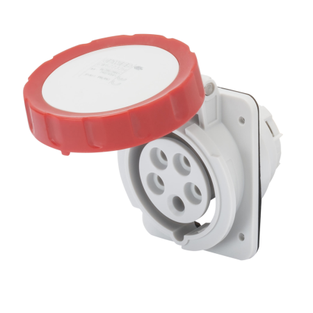 Fise si cuple - Priza incastrabila trifazica rosie 3P+N+E 16A 400V IP67 cu montaj la 10 grade