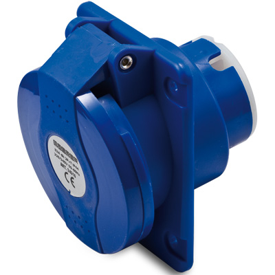 Trasee electrice - Priza industriala incastrata albastra 2P+T 32A IP44 pentru alimentare monofazata
