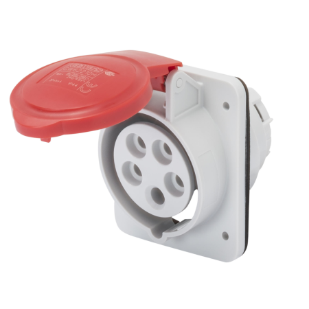 Priza trifazica incastrata rosie 32A 400V 3P+N+E IP44 pentru panou [0]