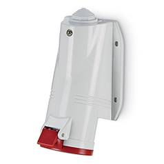 Fise si cuple - Priza industriala aplicata rosie 32A 400V 3P+N+E IP44 cu iesire inclinata